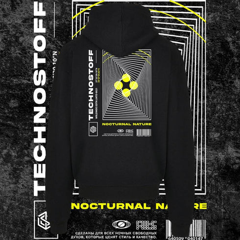 Nocturnal Nature Techno Hoodie von hinten